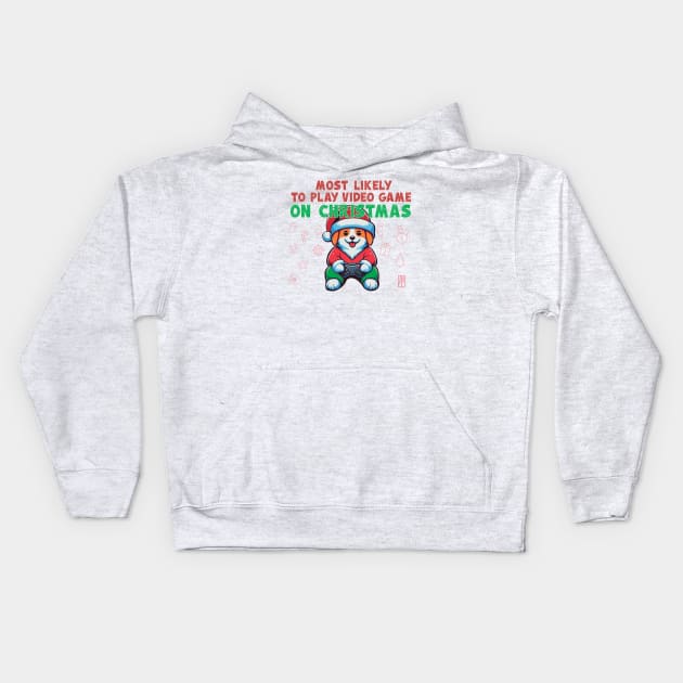 Most Likely to Play Video Games on Christmas - Merry Christmas - Happy Holidays Kids Hoodie by ArtProjectShop